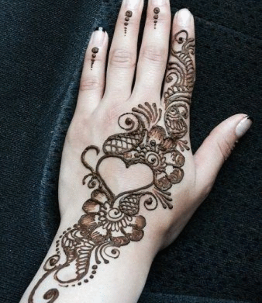 bell heart mehndi design