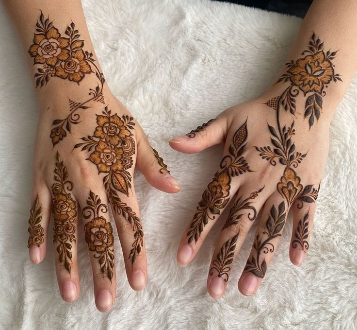 bridal floral mehndi design