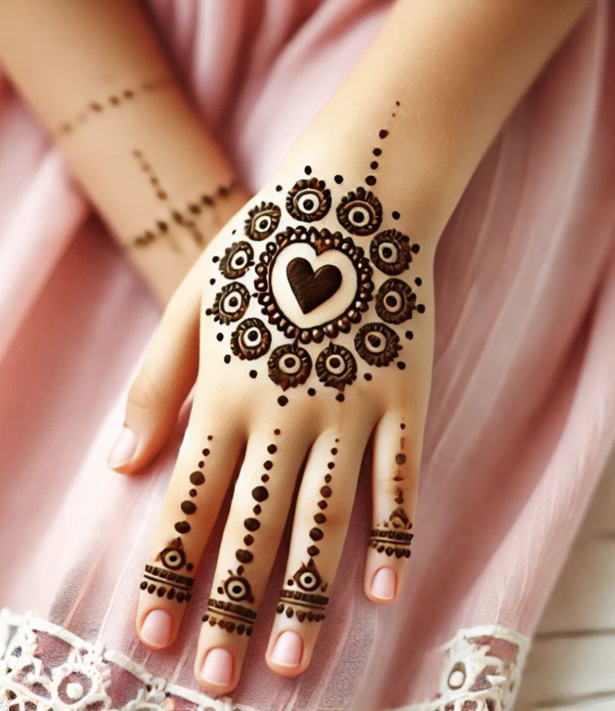 cute heart back mehndi design