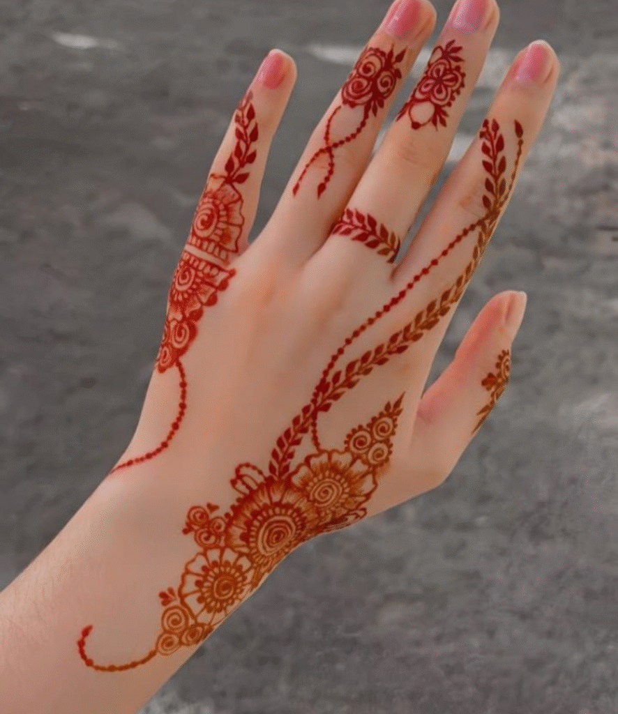engagement mehndi design back finger