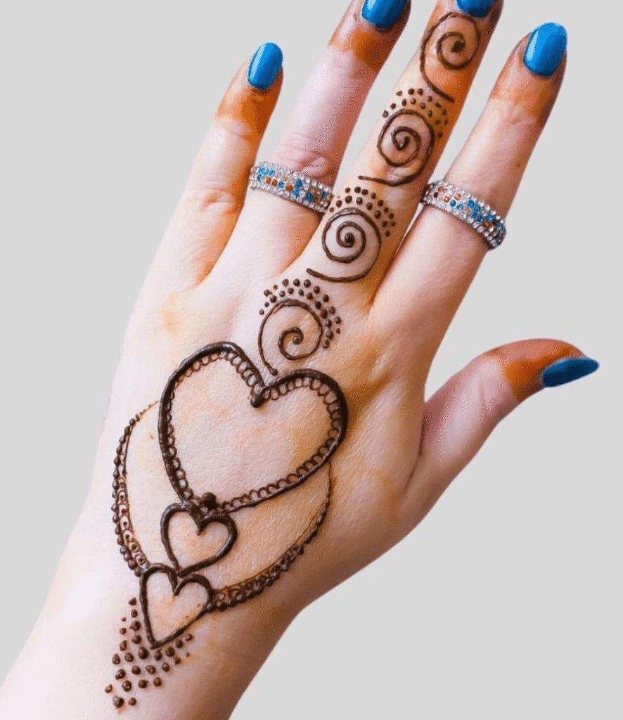full hand heart mehndi design