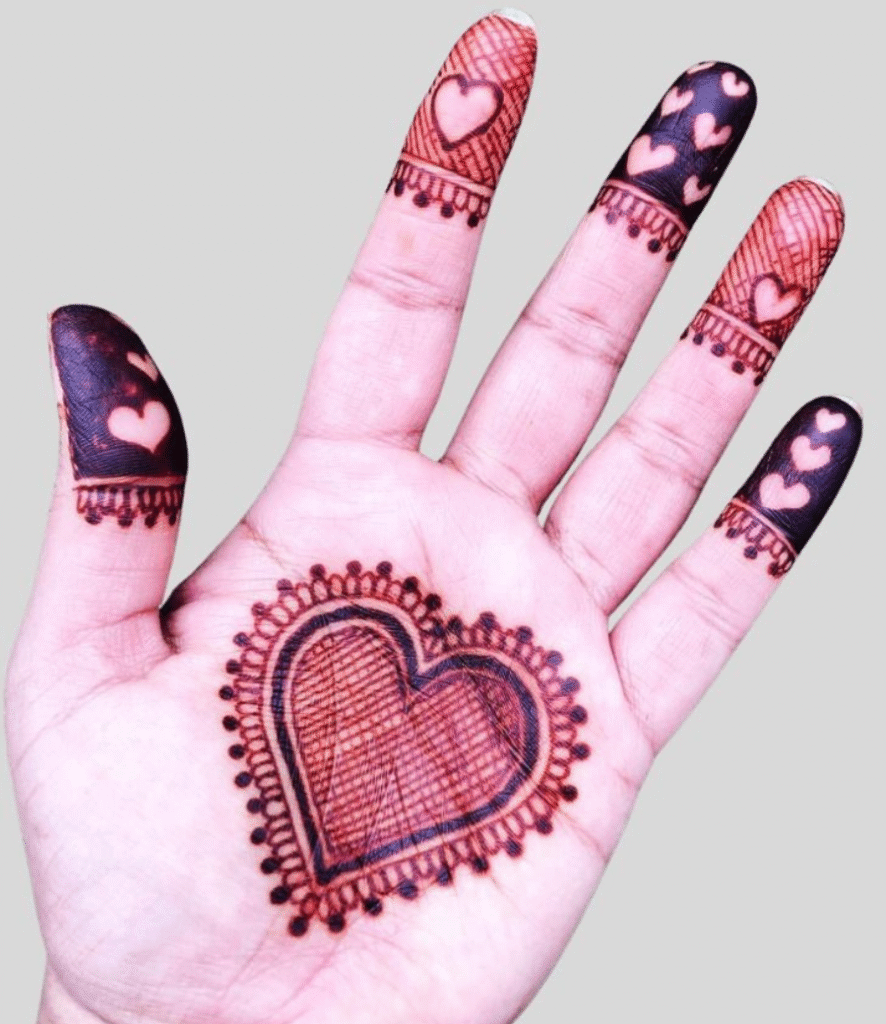 hear front hand mehndi design