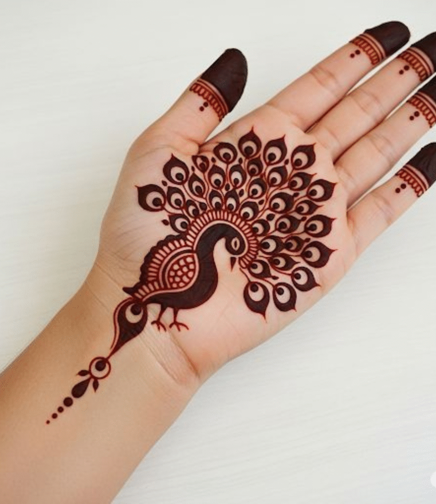 heavy peacock mehndi design