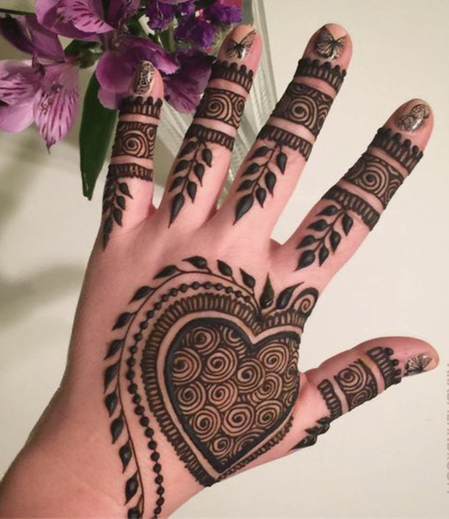 nice heart mehndi design