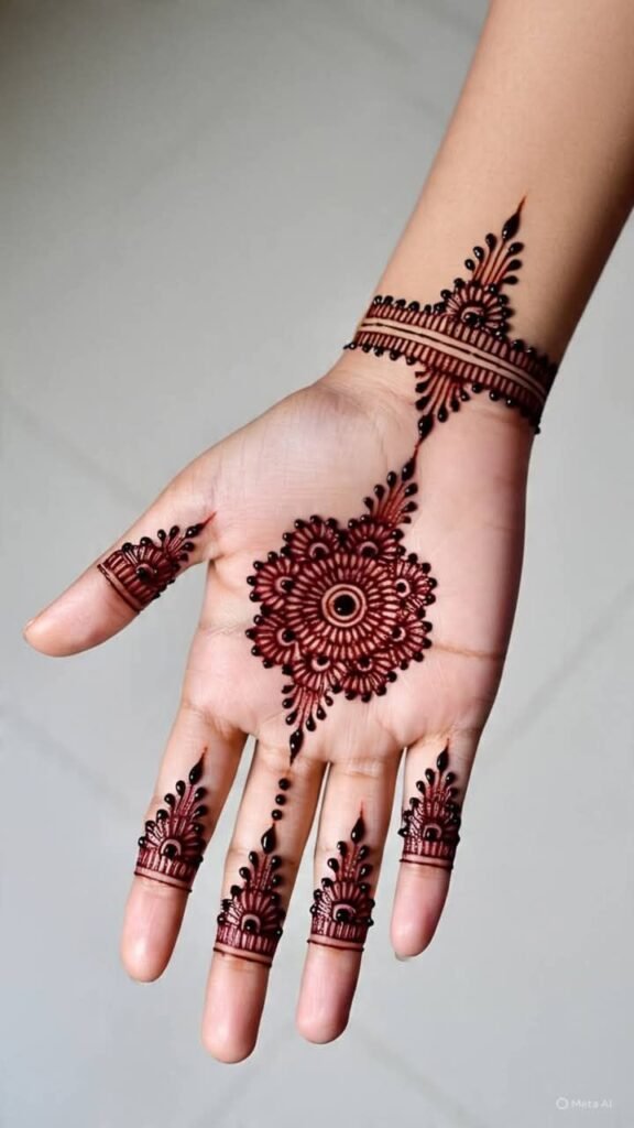 palm mehndi design for front hand