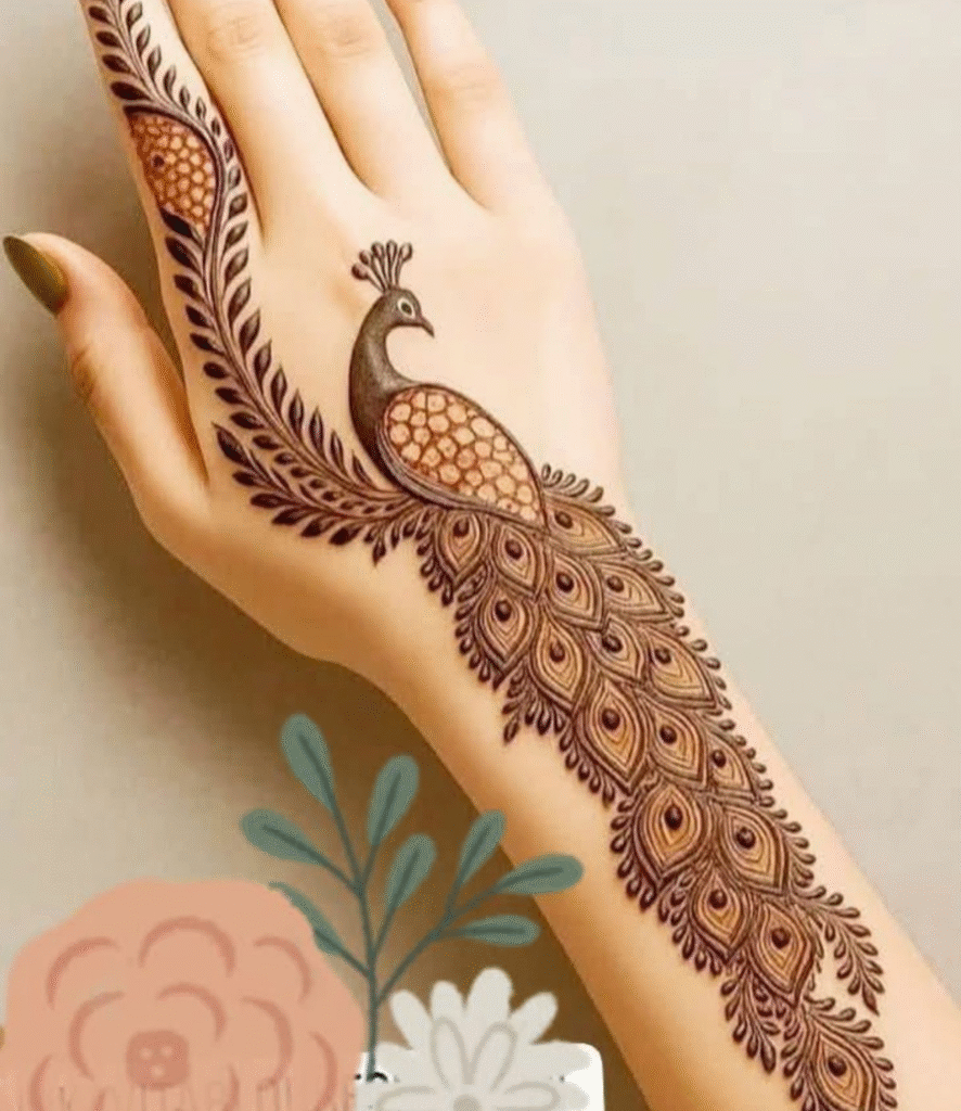 peacock mehndi design decent