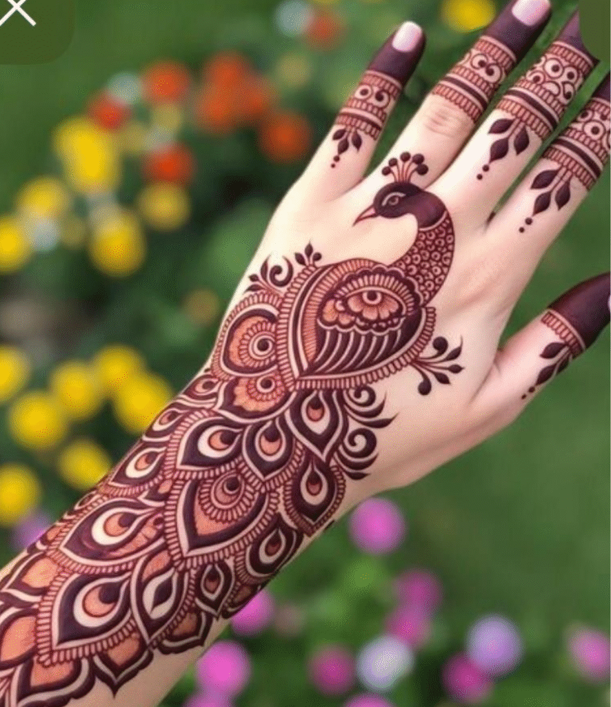 peacock mehndi design for gray