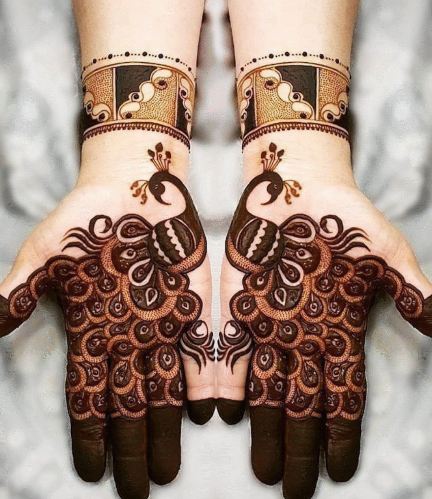 peacock mehndi design front side