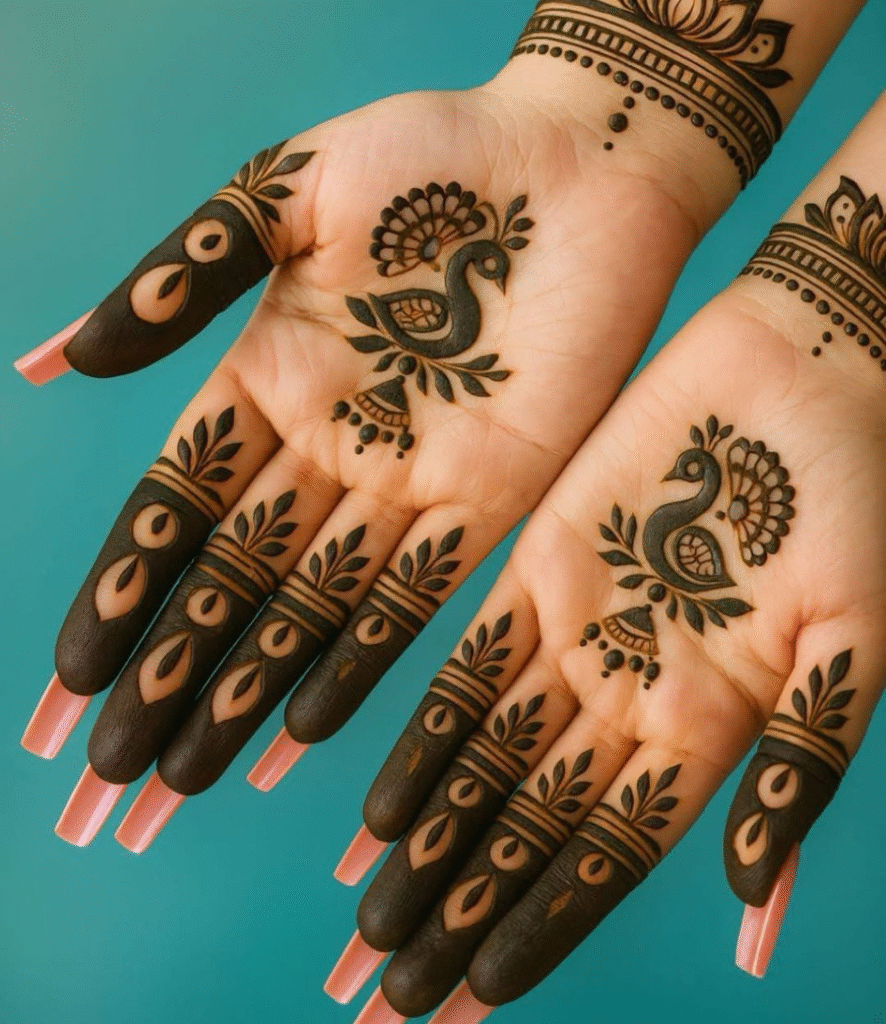 small peacock mehndi design