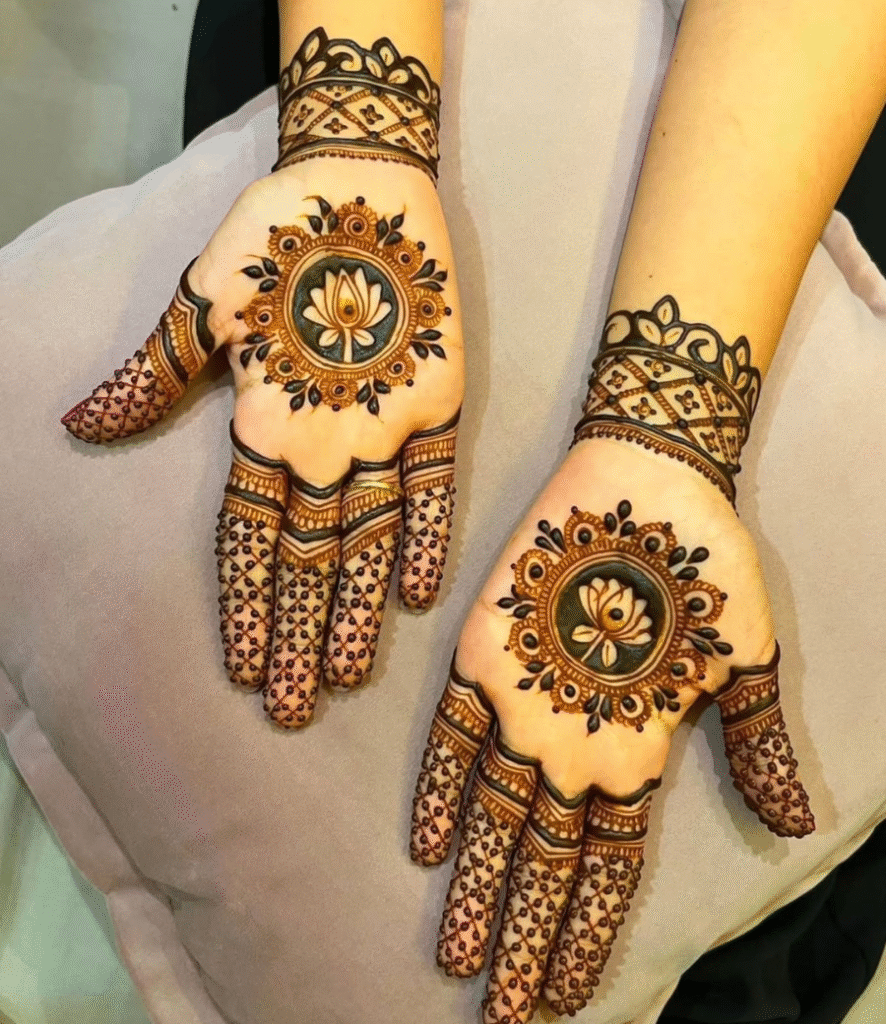 Lotus mehndi design at back
