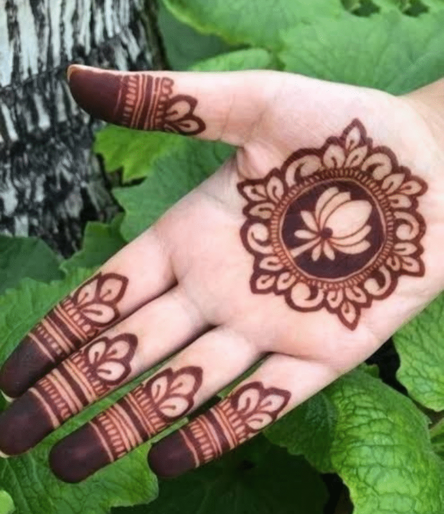 aesthetic minimal lotus mehndi design