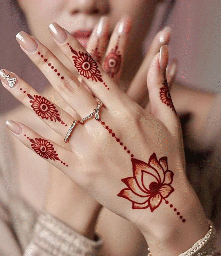 easy lotus mehndi design
