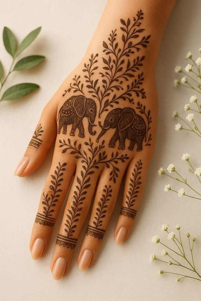 elephant-and-umbrella-mehndi-design