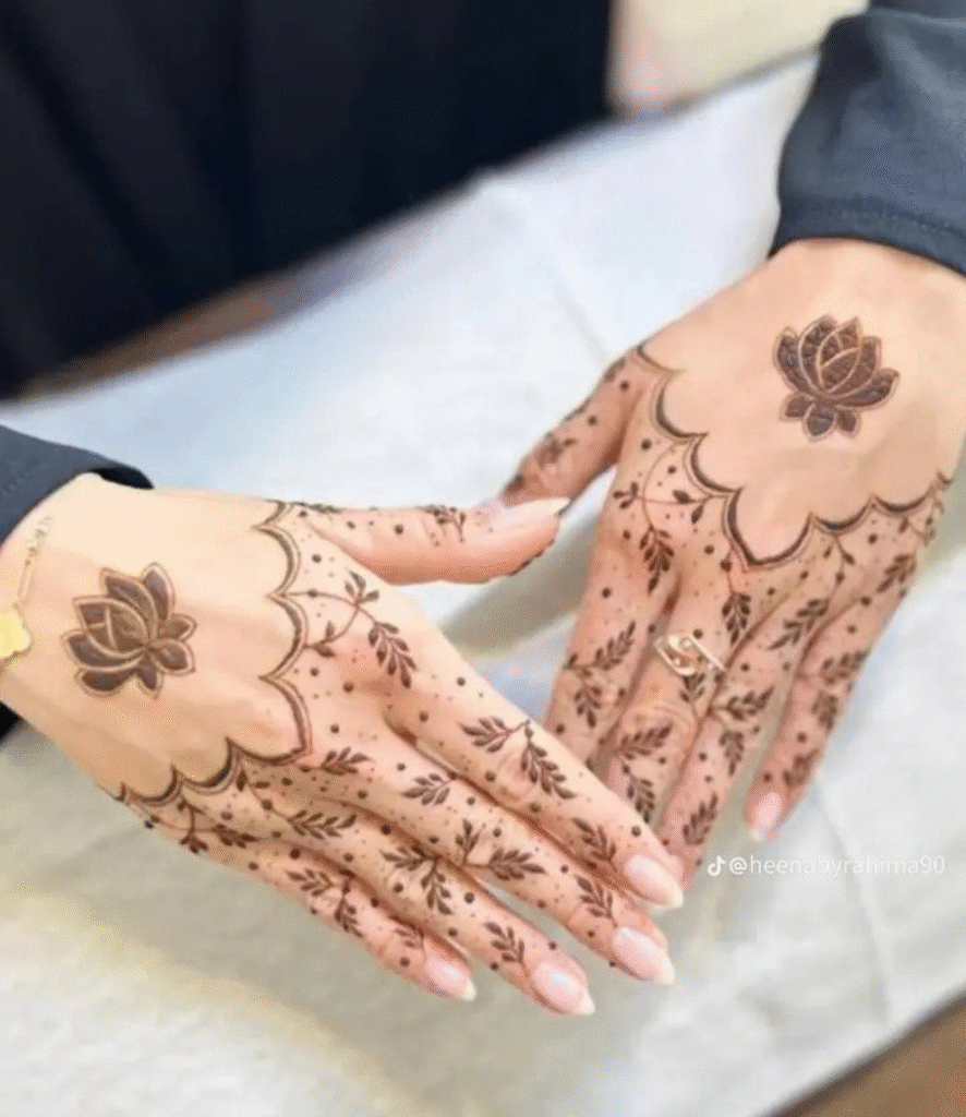 lotus mehndi design back hand