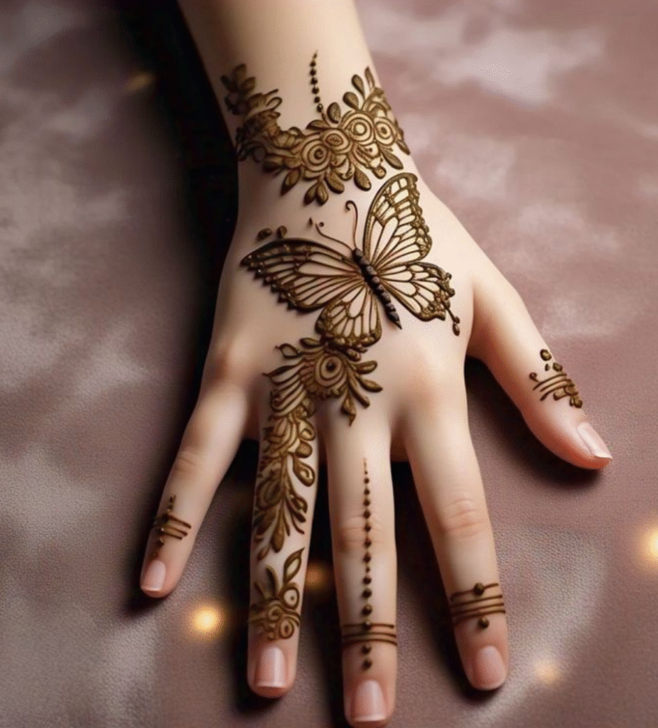 butterfly mehndi for girls