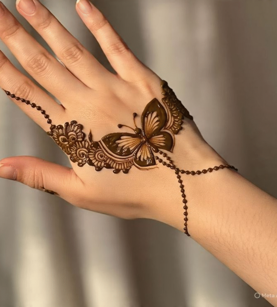 elegant butterfly mehndi design
