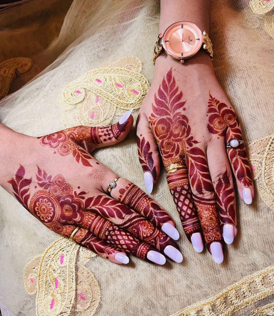 fancy mehndi design arabic full hand