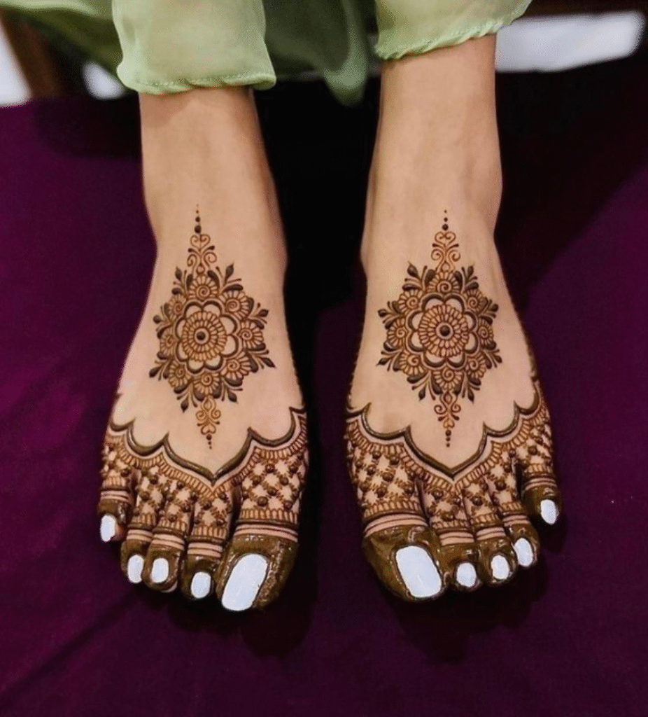 leg mehndi design for front side
