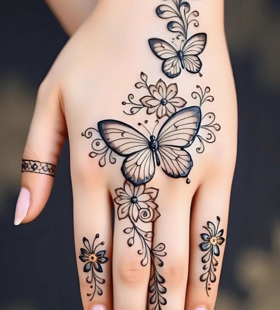 pretty butterfly mehndi design