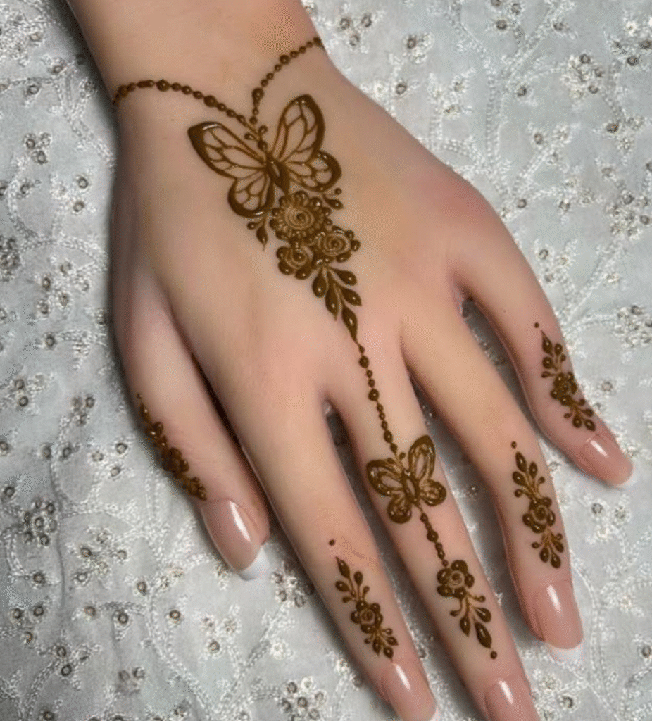 unique butterfly mehndi design