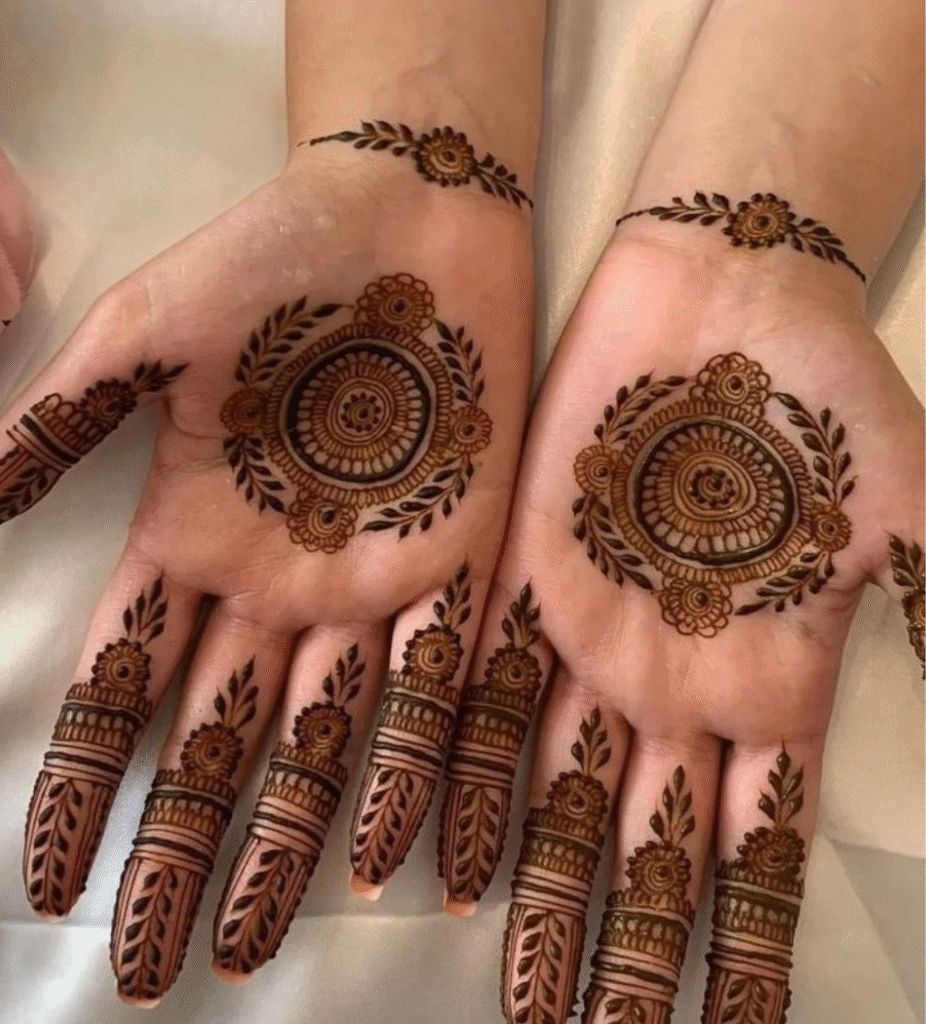beautiful mehndi for bride sisters