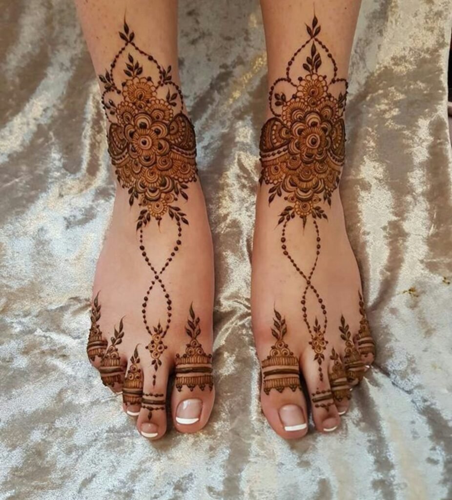 Floral Chain Foot Mehndi Design 