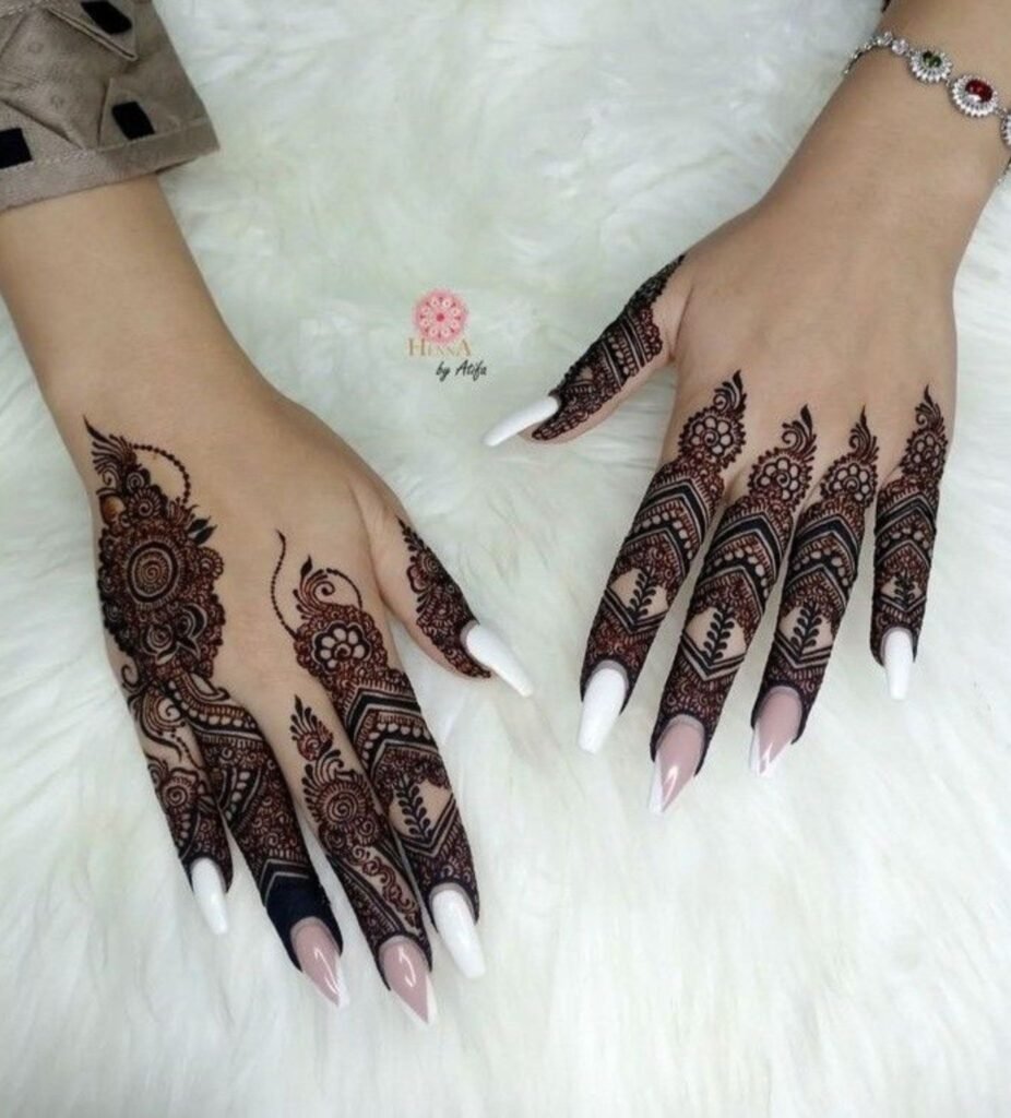 Royal Ring & Chain Inspired Finger Henna Design