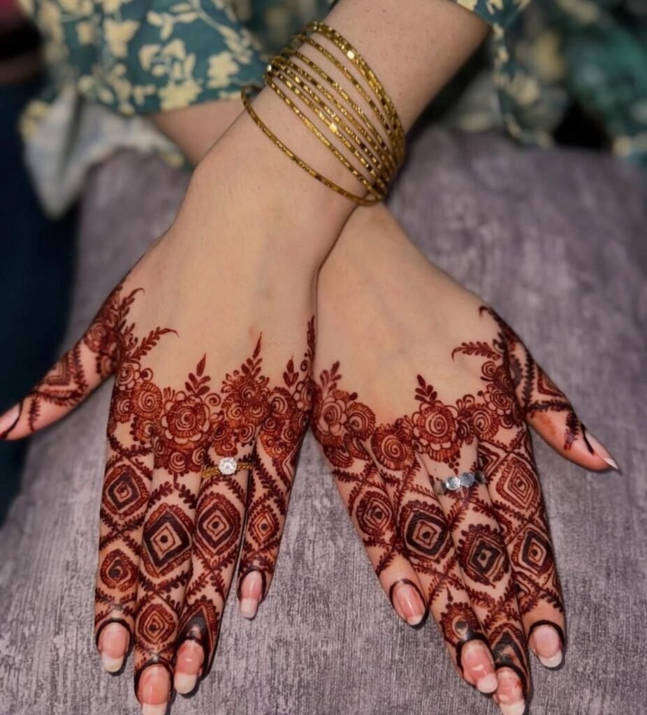 Both Hands Inspired Finger Henna Design