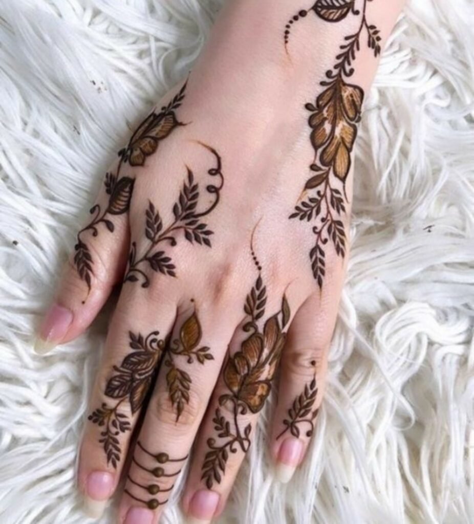 Botanical Leaves and Tiny Floral Patterns
