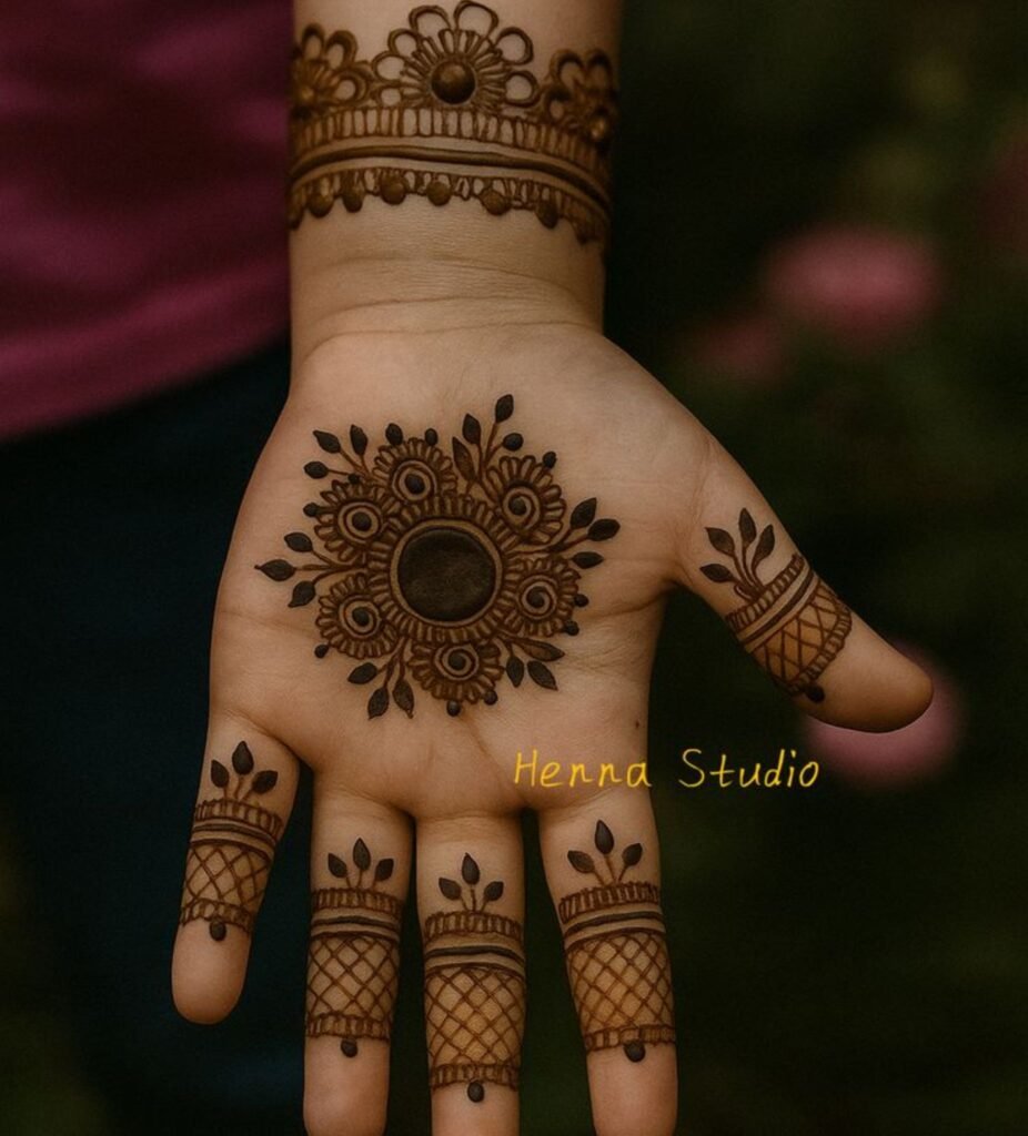 palm surrounded by simple petals