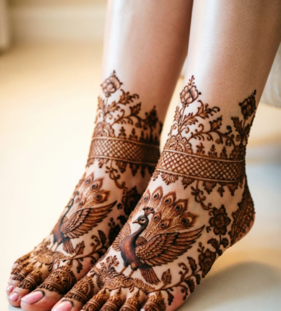 Intricate Bridal Leg Mehndi Patterns
