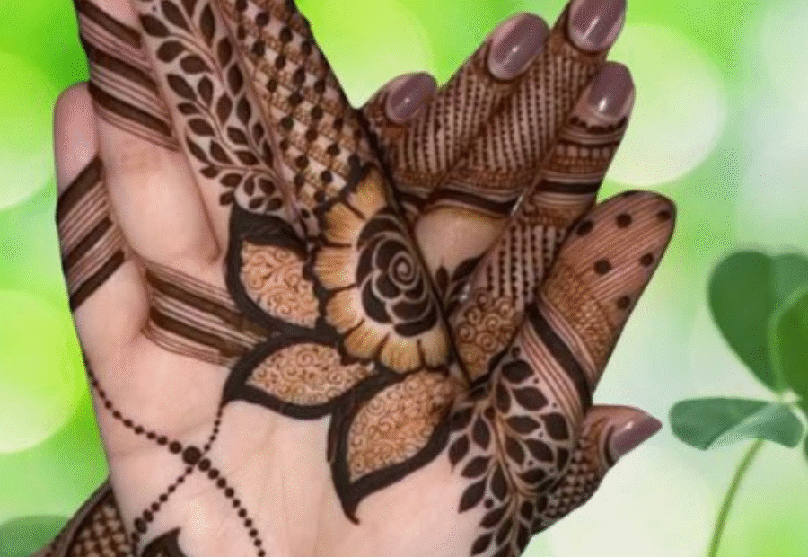 rose dubai mehndi design front and back