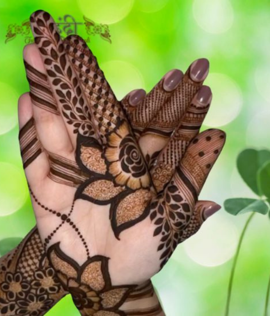 rose dubai mehndi design front and back