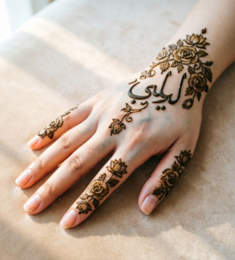 Arabic Style Simple Name Mehndi