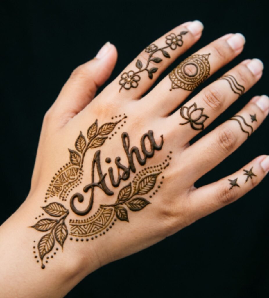 Hand Back Name Mehndi
