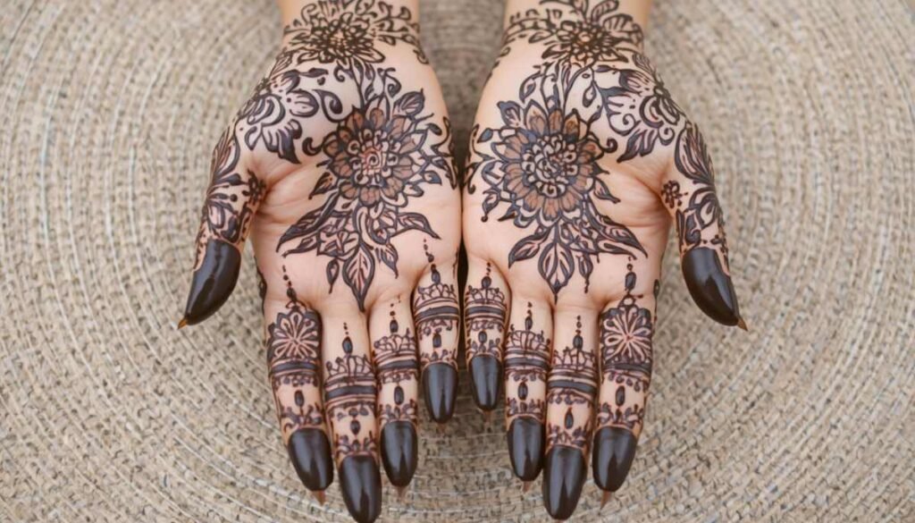 Bengali Mehndi Design for Front and Back Hands 
